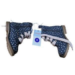 Kid's CAT & JACK Polkadot Lace Up Combat Boots Size 6